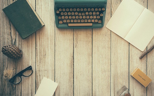 Typewriter and journaling stock photo